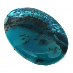 Oval 39x27mm Blue Coloured Dendritic Opal Cabochon 11