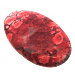 Oval 40x25mm Red Coloured Dendritic Opal Cabochon 17