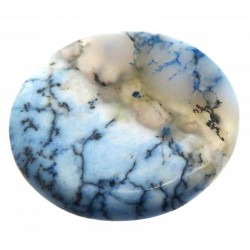 Round 36x36mm Blue Coloured Dendritic Opal Cabochon 45