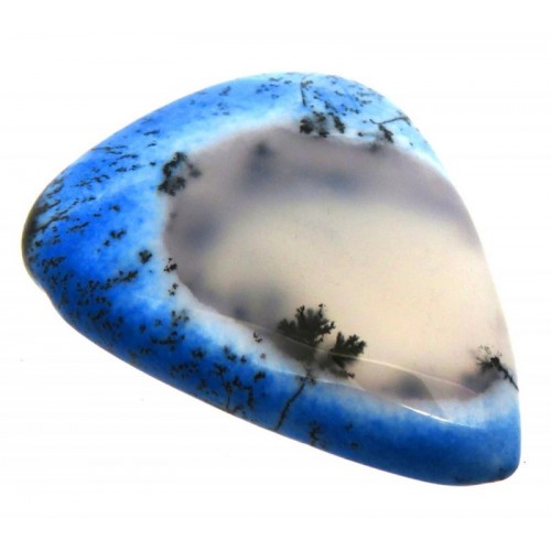 Teardrop 33x26mm Blue Coloured Dendritic Opal Cabochon 48