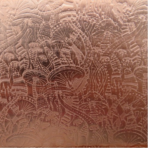0.55 Thick 60x60mm Bare Copper Plate Psychedelic Mushrooms Design 02