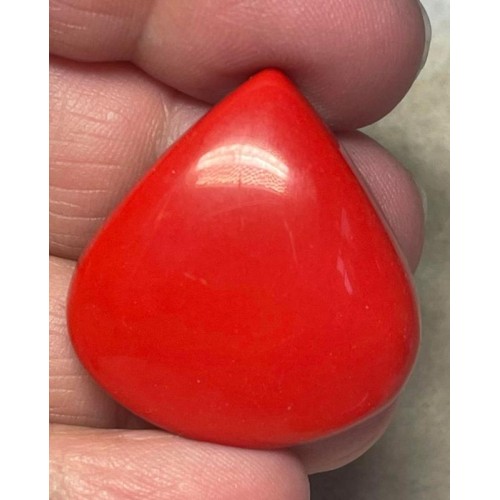 Teardrop 32x30mm Red Coral Cabochon 12