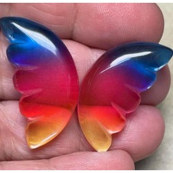 Wing 32x15mm Glass Cabochon Pair 01