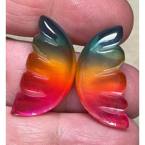Wing 28x13mm Glass Cabochon Pair 02
