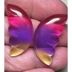 Wing 32x15mm Glass Cabochon Pair 03