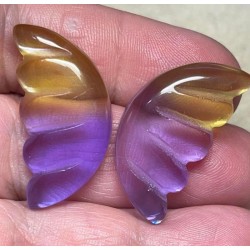 Wing 31x15mm Glass Cabochon Pair 04