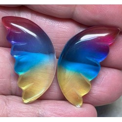 Wing 32x15mm Glass Cabochon Pair 05