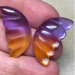 Wing 30x15mm Glass Cabochon Pair 06