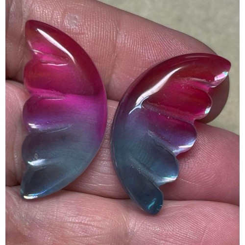 Wing 31x15mm Glass Cabochon Pair 08
