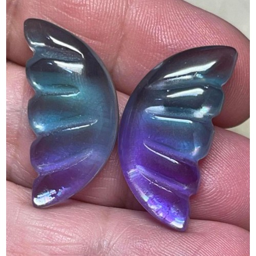 Wing 27x13mm Glass Cabochon Pair 09
