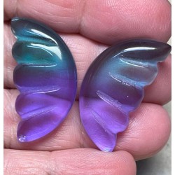Wing 31x16mm Glass Cabochon Pair 12