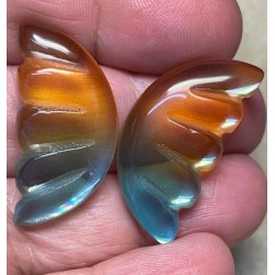 Wing 30x15mm Glass Cabochon Pair 14