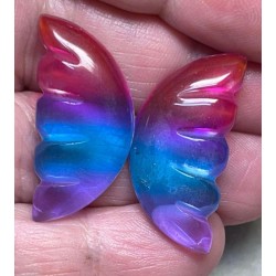 Wing 29x14mm Glass Cabochon Pair 15