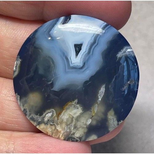 Round 34x34mm Indonesian Plume Agate Doublet Cabochon 01