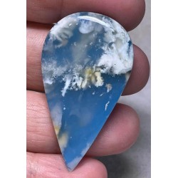 Teardrop 46x26mm Indonesian Plume Agate Doublet Cabochon 02