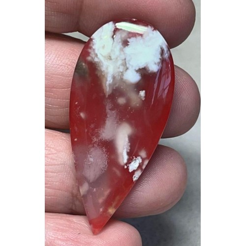 Teardrop 45x21mm Indonesian Plume Agate Doublet Cabochon 26
