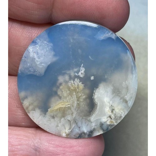 Round 37x37mm Indonesian Plume Agate Doublet Cabochon 45