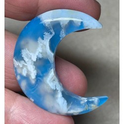 Moon 38x33mm Indonesian Plume Agate Doublet Cabochon 05