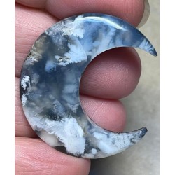 Moon 37x33mm Indonesian Plume Agate Doublet Cabochon 47