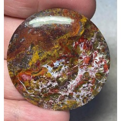 Round 42x42mm Indonesian Plume Agate Cabochon 01