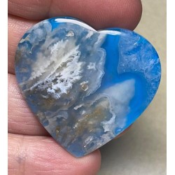 Heart 37x38mm Indonesian Plume Agate Doublet Cabochon 46