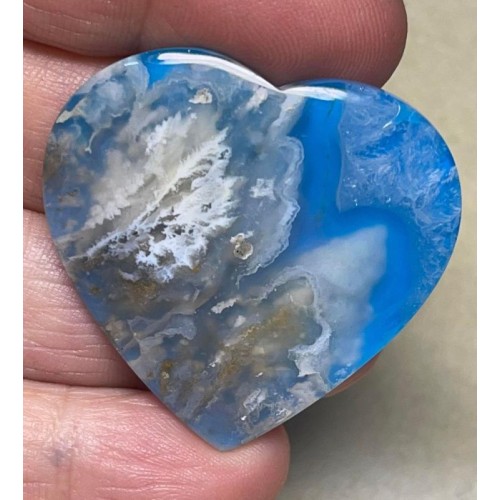 Heart 37x38mm Indonesian Plume Agate Doublet Cabochon 46