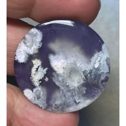 Round 33x33mm Indonesian Plume Agate Doublet Cabochon 67