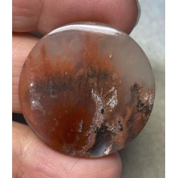 Round 32x32mm Natural Red Plume Agate Cabochon 70