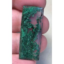 Rectangle 40x16mm Faceted Indonesian Moss Agate Cabochon 48