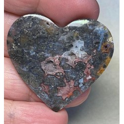 Heart 37x40mm Plume Agate in Marcasite Cabochon 04