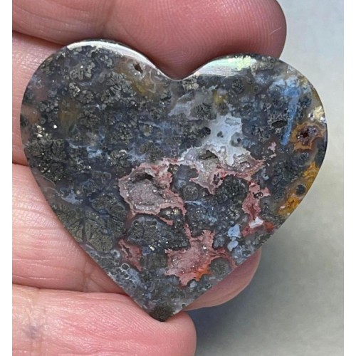 Heart 37x40mm Plume Agate in Marcasite Cabochon 04