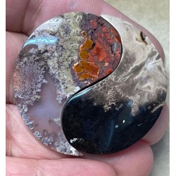Yin Yang 37x24mm Palm Root and Plume Agate Cabochon Pair 07