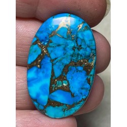 Oval 35x22mm Kingman Turquoise in Bronze Cabochon 04