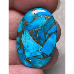 Oval 33x22mm Kingman Turquoise in Bronze Cabochon 18
