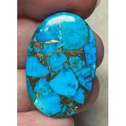 Oval 34x23mm Kingman Turquoise in Bronze Cabochon 23