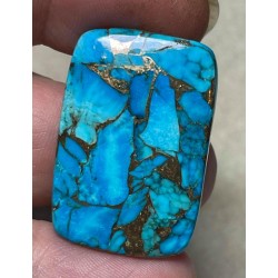 Rectangle 32x21mm Kingman Turquoise in Bronze Cabochon 29
