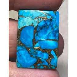 Rectangle 28x20mm Kingman Turquoise in Bronze Cabochon 30