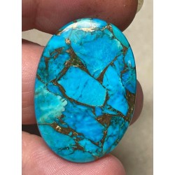 Oval 33x23mm Kingman Turquoise in Bronze Cabochon 32