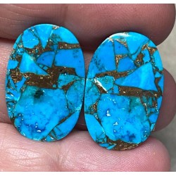 Oval 24x16mm Kingman Turquoise Cabochon Pair 06