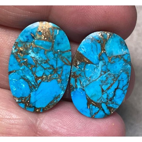 Oval 23x16mm Kingman Turquoise Cabochon Pair 09