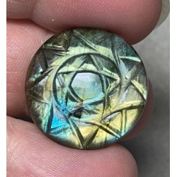 Round 23x23mm Pentacle Carved Labradorite Cabochon 03