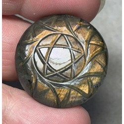 Round 28x28mm Pentacle Carved Labradorite Cabochon 10