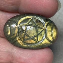 Oval 32x21mm Triple Moon Carved Labradorite Cabochon 14