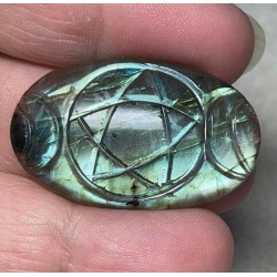 Oval 38x23mm Triple Moon Carved Labradorite Cabochon 15