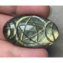 Oval 39x23mm Triple Moon Carved Labradorite Cabochon 17