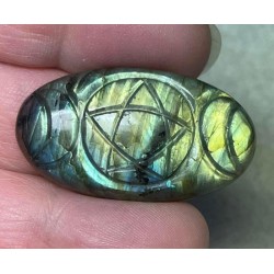 Oval 38x21mm Triple Moon Carved Labradorite Cabochon 18