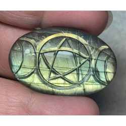 Oval 38x24mm Triple Moon Carved Labradorite Cabochon 19