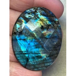 Oval 43x34mm Faceted Labradorite Cabochon 21