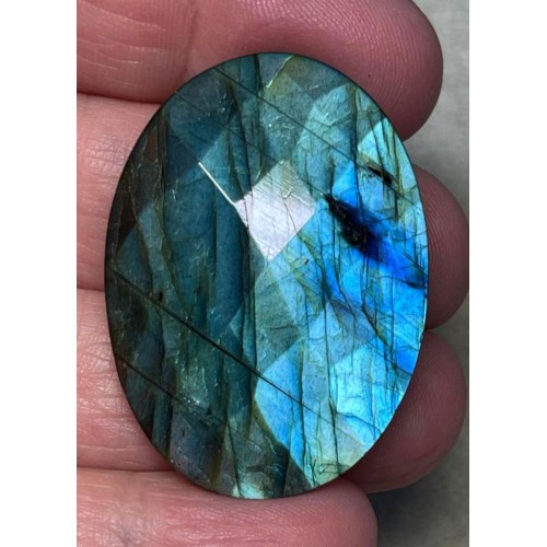 Oval 40x29mm Faceted Labradorite Cabochon 22