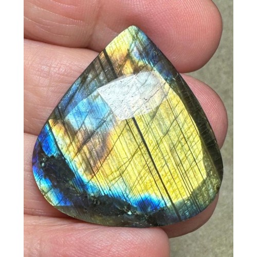 Teardrop 33x31mm Faceted Labradorite Cabochon 04